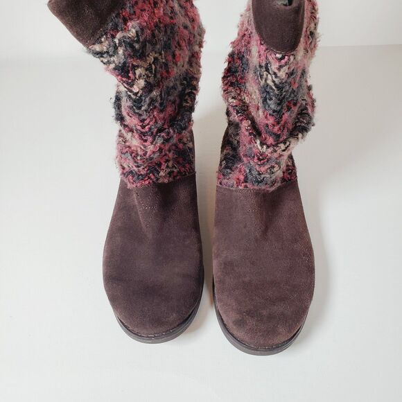 Toms Women's Suede Boots Size 9 Brown Slouchy Sweater Knit Mid-Calf Boho Serra - Picture 2 of 11